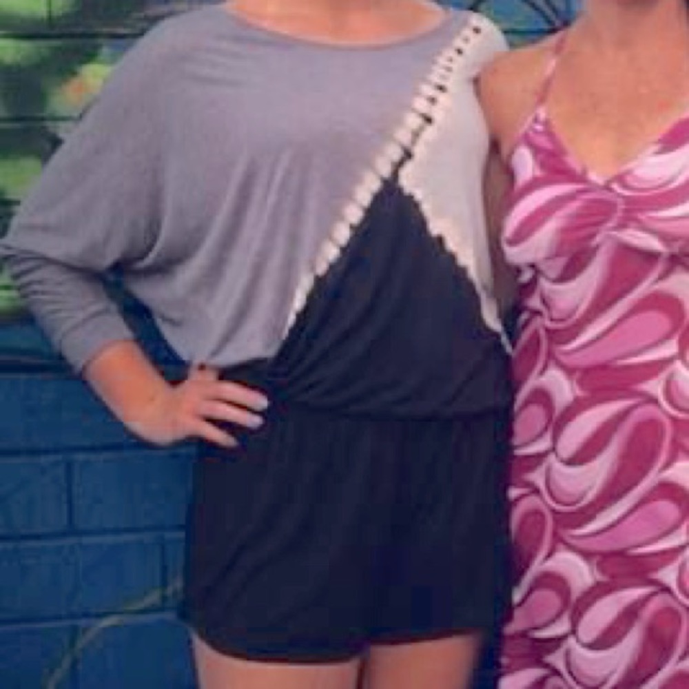 YFB- blue tie dye elastic waist romper